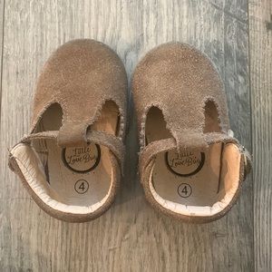 Toddler brown suede t bar shoes